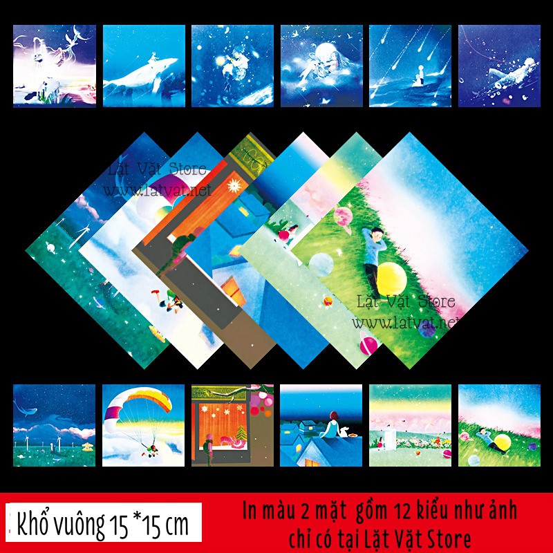 [HCM][MẪU MỚI 2021] - Giấy origami vuông 15 Cm nhiều mẫu lựa chọn - Giấy gấp hạc 2 mặt