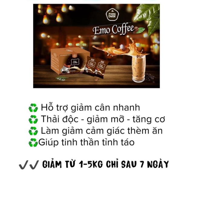 Giảm cân nhanh Emo Detox vị cà phê hòa tan 3 trong 1 Miu Emo