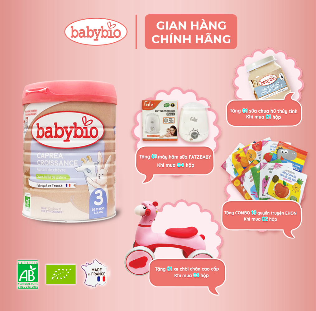 Sữa dê hữu cơ Babybio số 3 800g (10 - 36 tháng)
