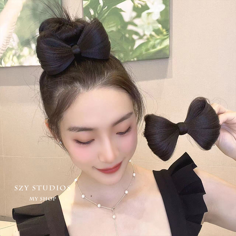 Kẹp tóc pink empress giả búi nơ dễ thương -INTL