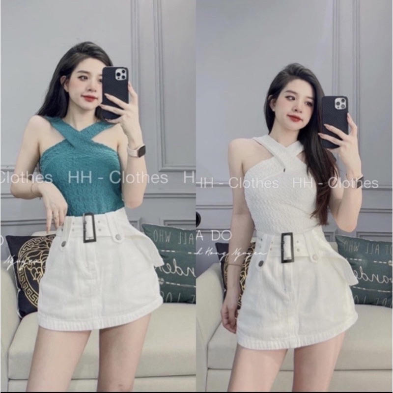 CHÂN VÁY KAKI KÈM NỊT XINH PK0