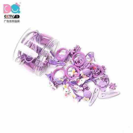 [HCM][Giá rẻ hủy diệt] Hộp 50 dây buộc tóc + kẹp tóc đính nơ dễ thương cho bé(hộp nhựa tròn)