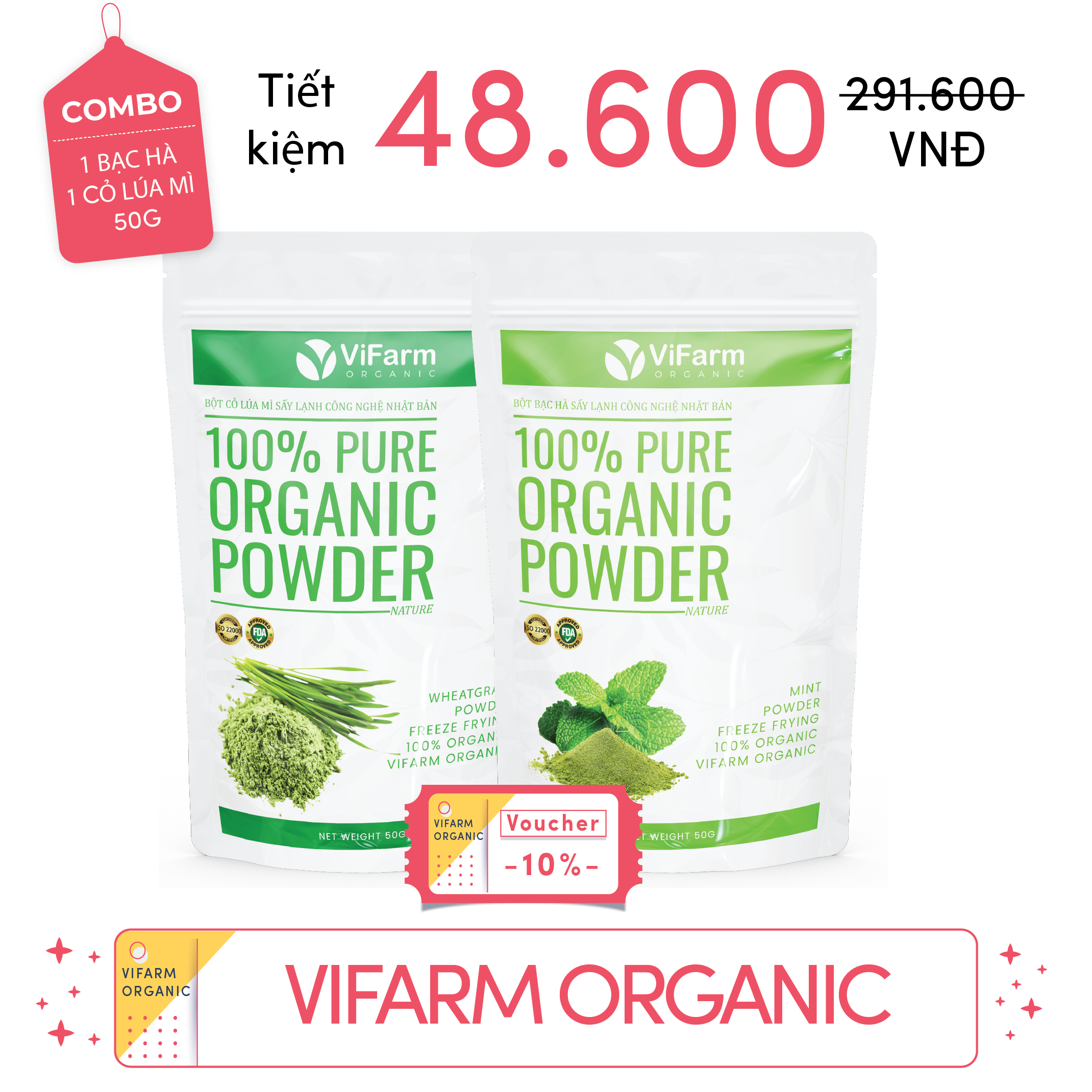 Bột Bạc Hà Nguyên Chất ViFarm 50g