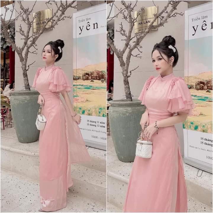 Áo dài điệu tay xòe kèm quần lụa cùng màu