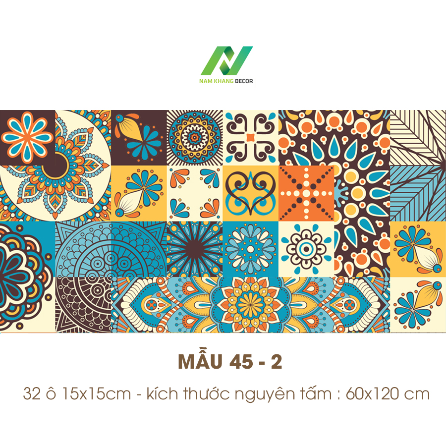 [HCM]Decal gạch bông Set 32 ô 15cm - NK45 (60x120cm)