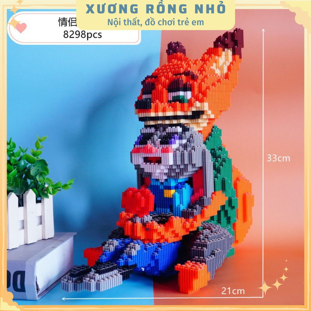 Xếp hình cáo nick và thỏ zootopia judy cỡ lớn size to 42cm đồ chơi xếp hình nano 3d cho bé chuẩn mẫu có sẵn