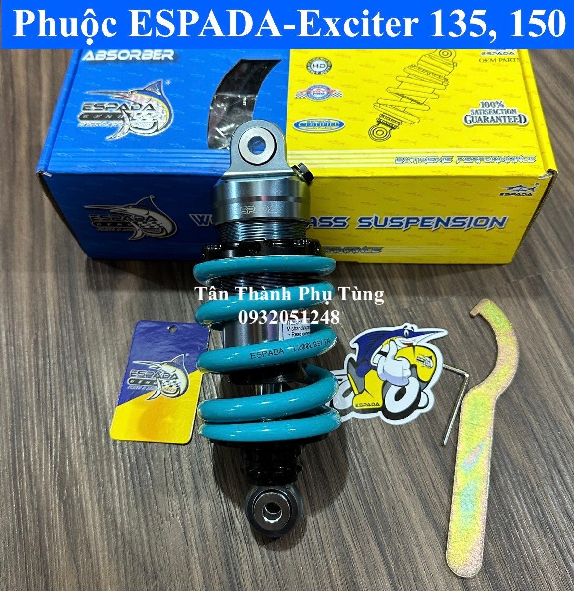 Phuộc espada gắn exciter 135, exciter 150,155 tăng chỉnh thật, bh 6 tháng đồchơixe