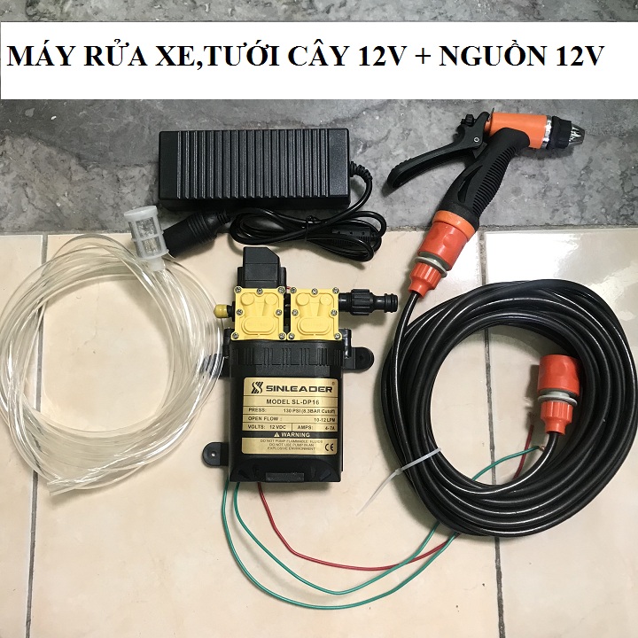 bộ máy rửa xe mini 12v bơm đôi siêu mạnh