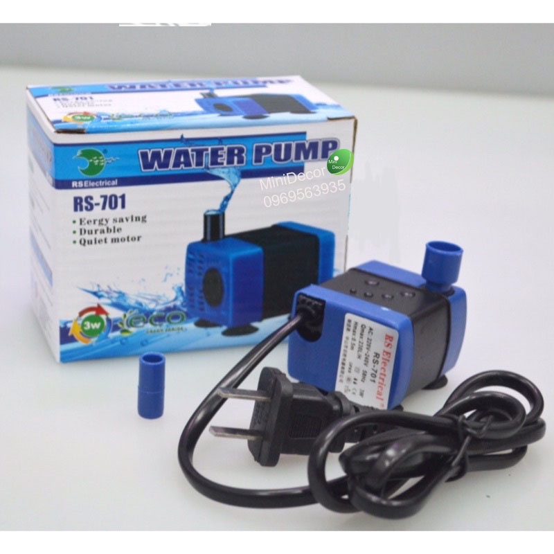 Máy bơm bể cá mini RS 701, 3W,- máy bơm mini.- bảo hành 6 tháng