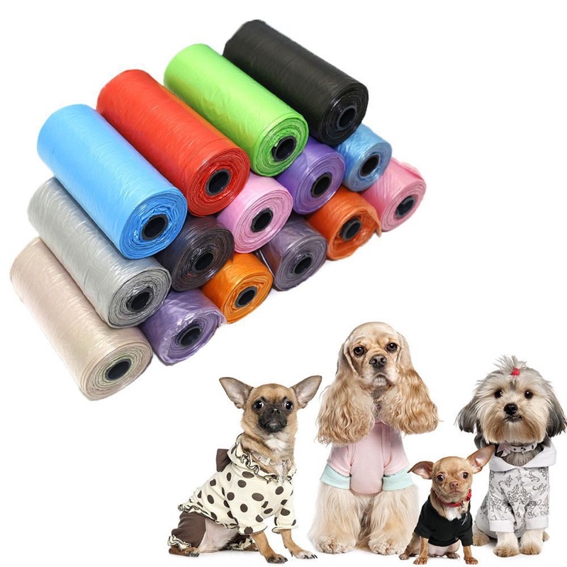 Túi nylon đựng phân chó mèo, bao đựng chất thải tự phân hủy (15 túi nilon/ cuộn)