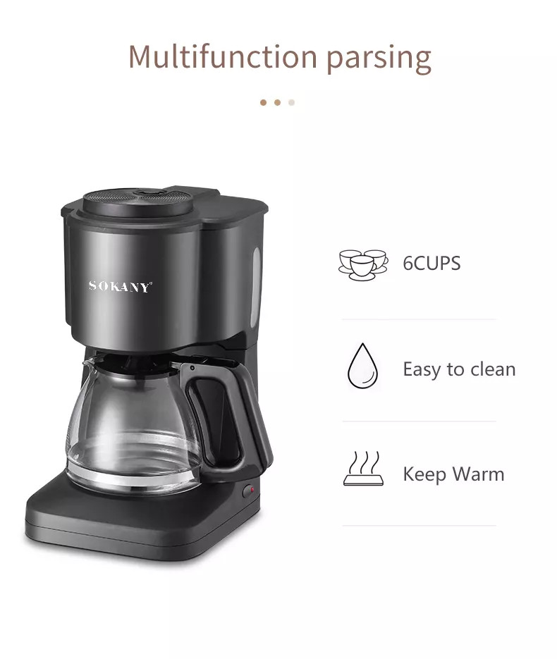 Máy Pha Cà Phê Espresso-Máy Pha Coffee Văn Phòng Siêu Tốc-Máy Pha Cafe Mini Siêu Tốc, Máy Pha Cafe SOKANY SK-124 Công Suất 800W, Dung Tích 600ml, Van Chống Nhỏ Giọt, Thiết Kế Gọn Đẹp Và Sang Trọng.