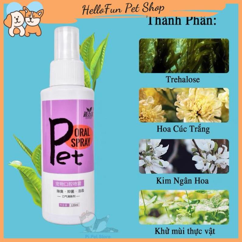 Xịt thơm miệng cho chó mèo Borammy 100ml (Xịt khử mùi, hơi thở thơm mát cho thú cưng)