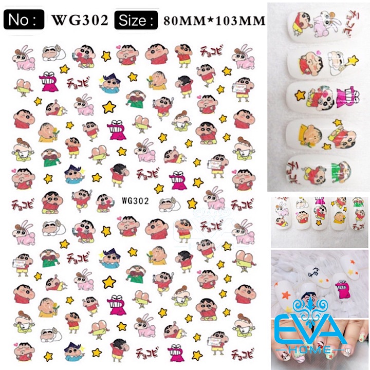 [HCM]Miếng Dán Móng Tay 3D Nail Sticker Tráng Trí Hoạ Tiết Hoạt Hình Bé Sin WG302
