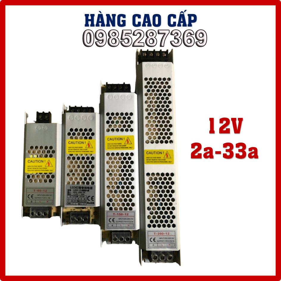 Nguồn 12v 5a, 10a, 12.5a, 16.7a, 25a, 33a nguồn mỏng, dẹt