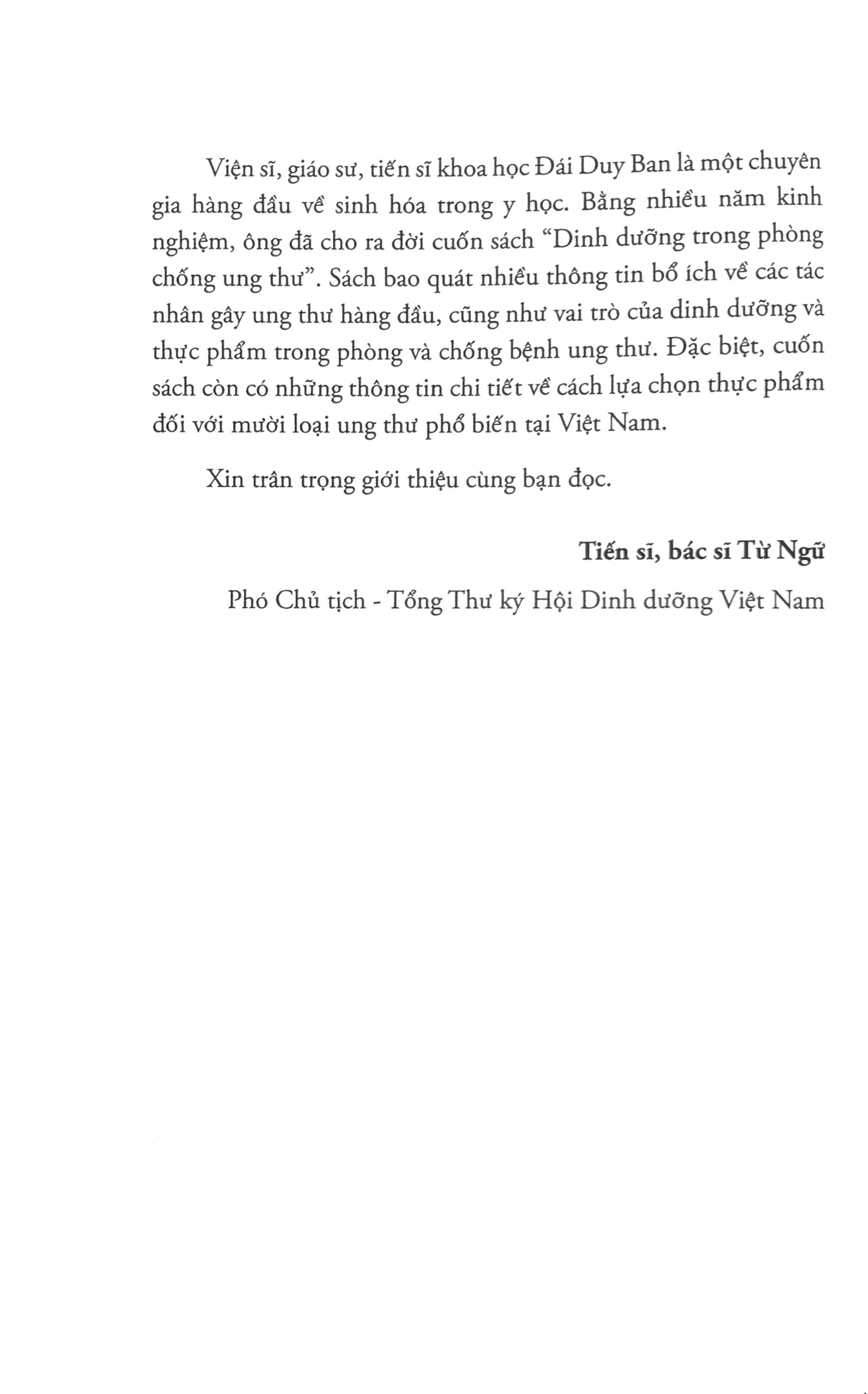 Sách - Dinh Dưỡng Trong Phòng Chống Ung Thư