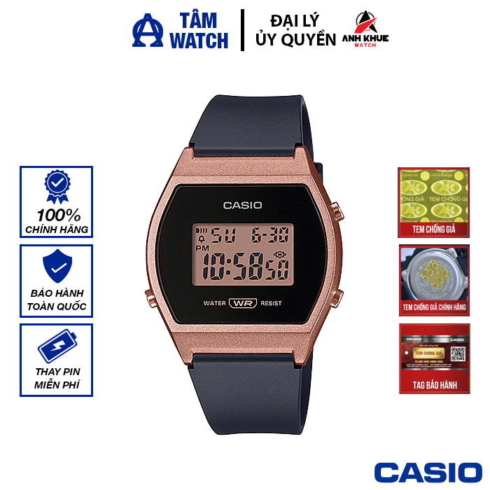 Đồng hồ nữ dây nhựa casio standard chính hãng anh khuê lw-204-1adf