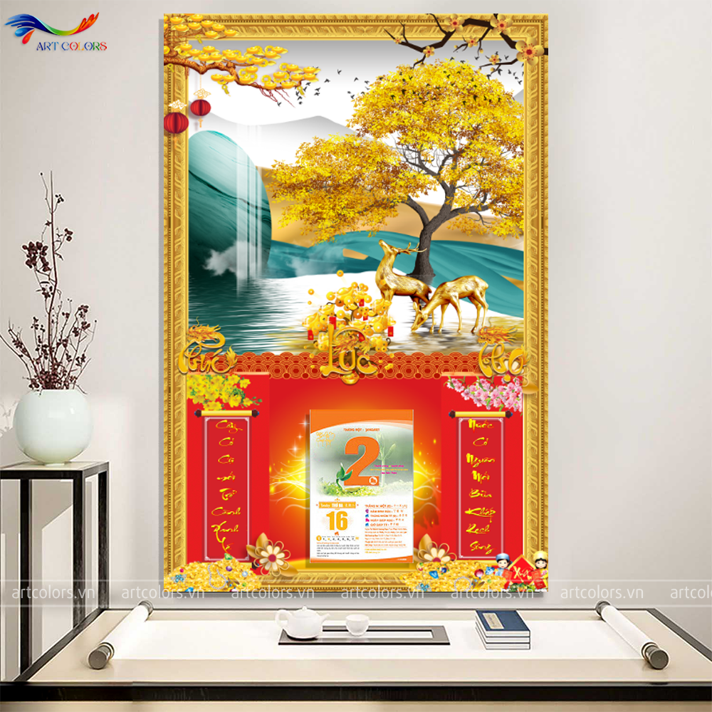 Lịch gỗ treo tường laminate tráng gương 2024 nhiều mẫu tặng bloc đại
