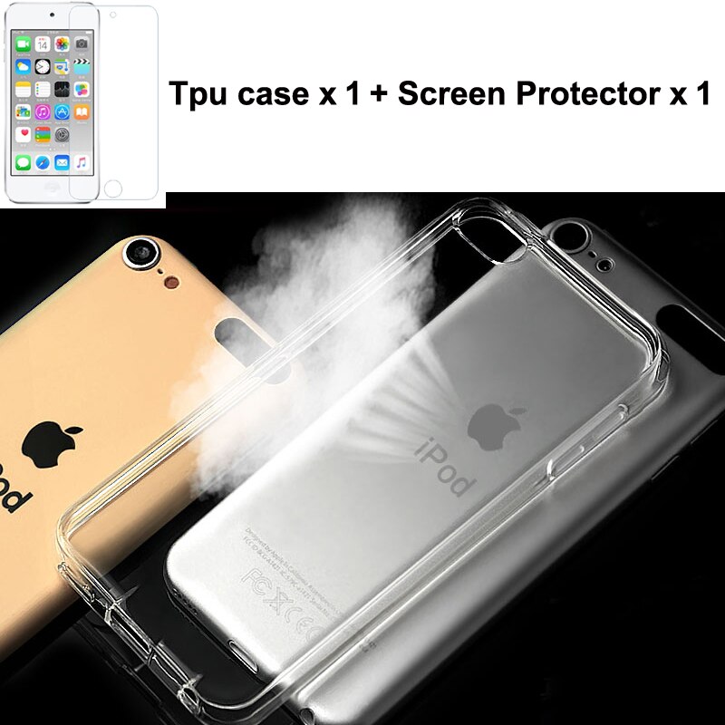 Shockproof Crystal Transparent TPU Back Cover Case For iPod touch 5 5G 5th For iPod touch 6 7 Generation + Screen Protector Film