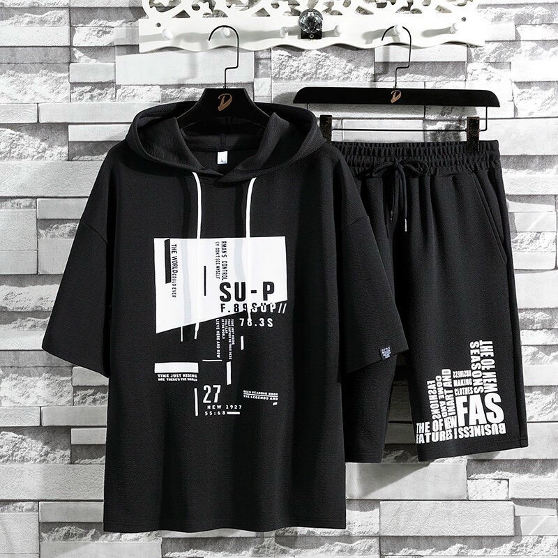 Đồ bộ nam SUP có nón mặc hè thể thao tập gym chất thun siêu mát gồm áo nam và quần short đùi có túi tiện lợi du lịch chụp hình dạo phố siêu ngầu-Top1shop S0