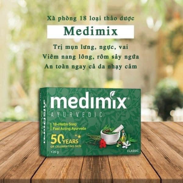 Xà Phòng Medimix 18 Loại Thảo dược dành cho da mụn lưng - nghệ giảm thâm - cỏ hương bài - nghệ tây dưỡng sáng da 125g