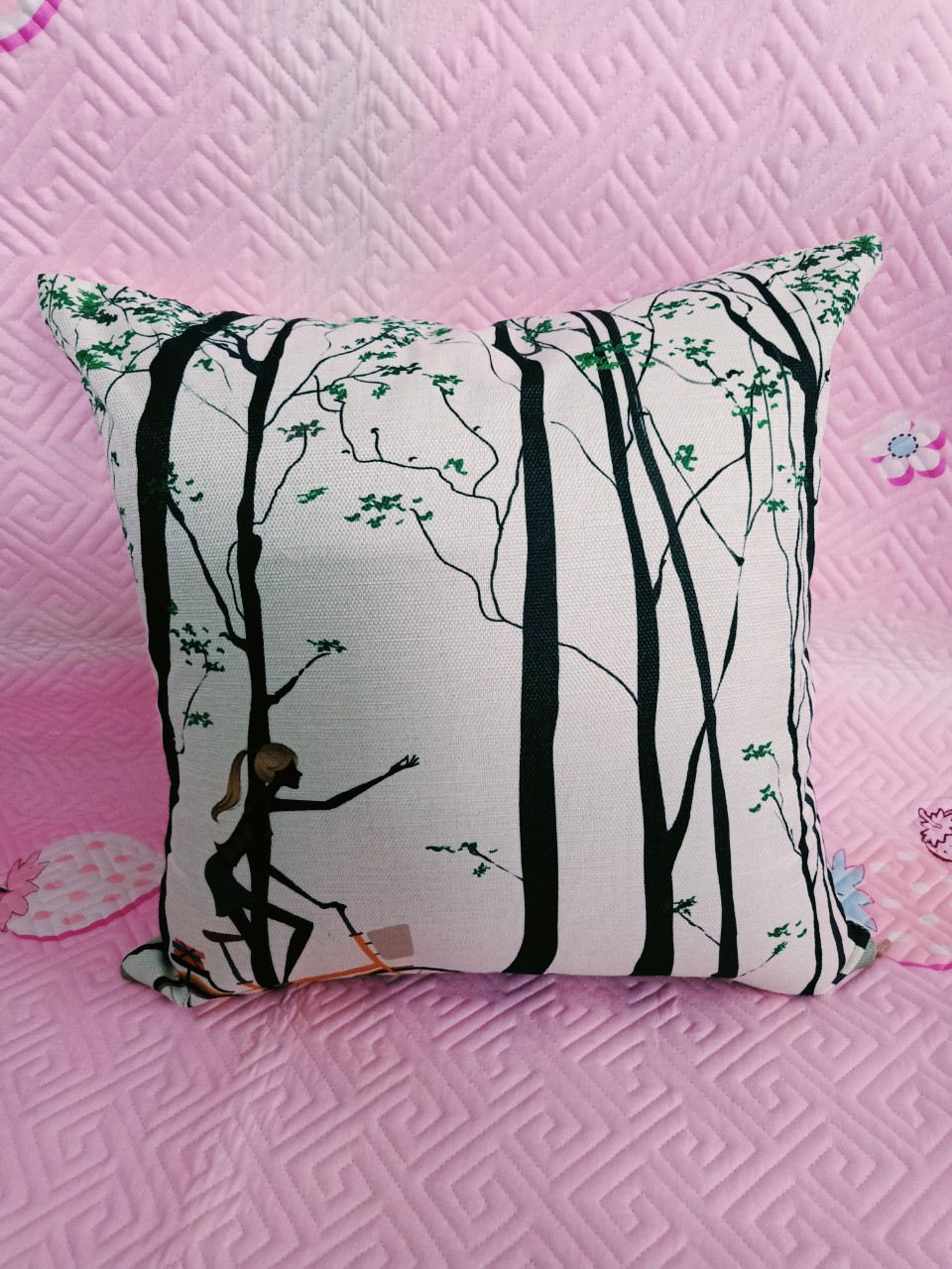 Gối tựa lưng văn phòng gối trang trí decor gối tựa lưng sofa vải gai dày dặn chắc chắn bền đẹp 45x45cm