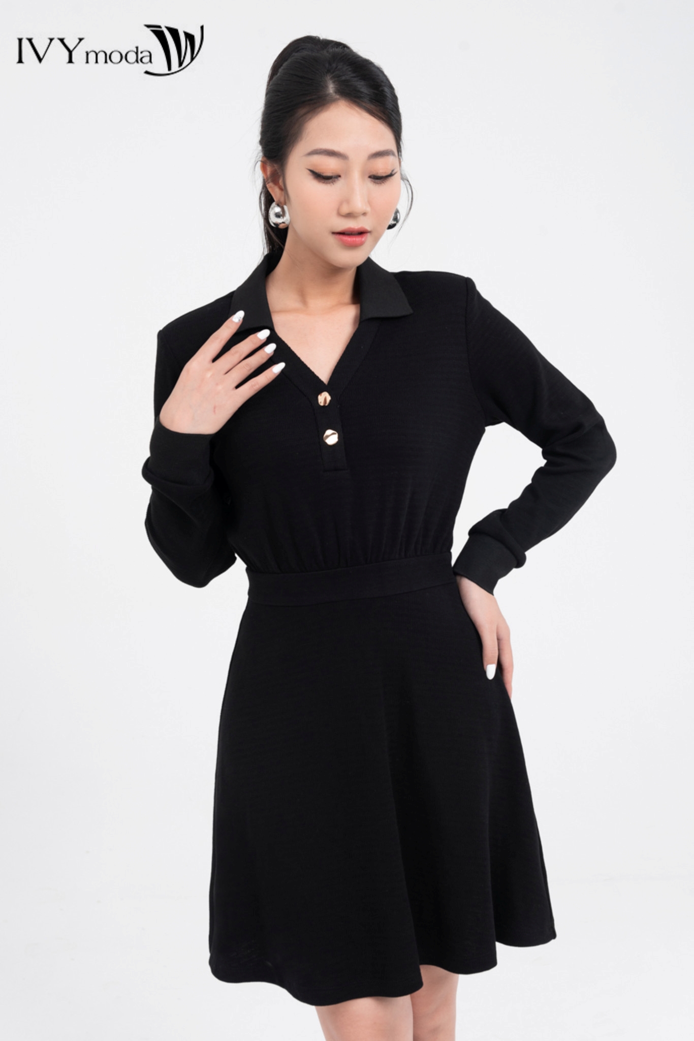 Đầm len dáng xòe IVY moda MS 42M7986