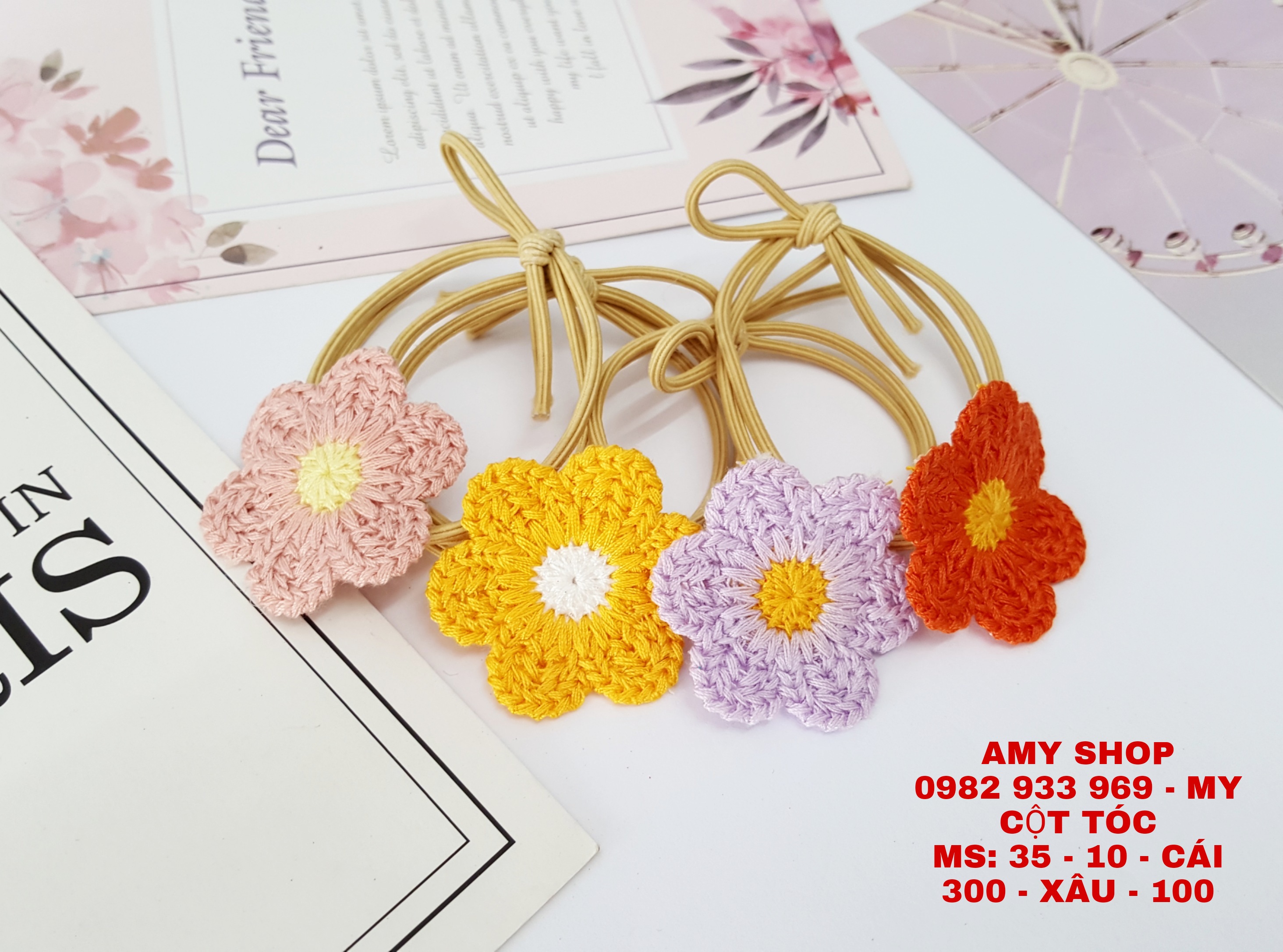 (GIÁ SỈ) 10 CÁI CỘT TÓC LEN HOA