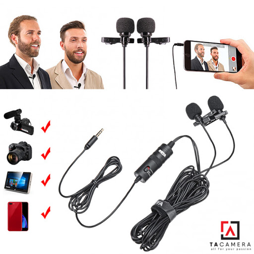 Mic thu âm gài áo Boya BY-M1DM, micro cho 2 người