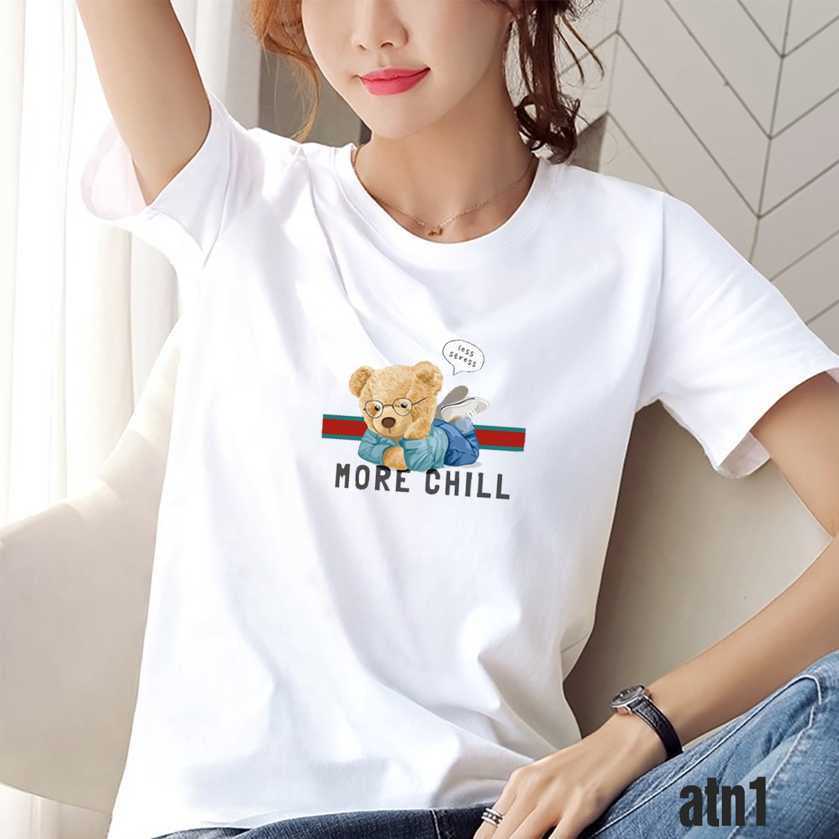 áo thun nữ in hình gấu more chill
