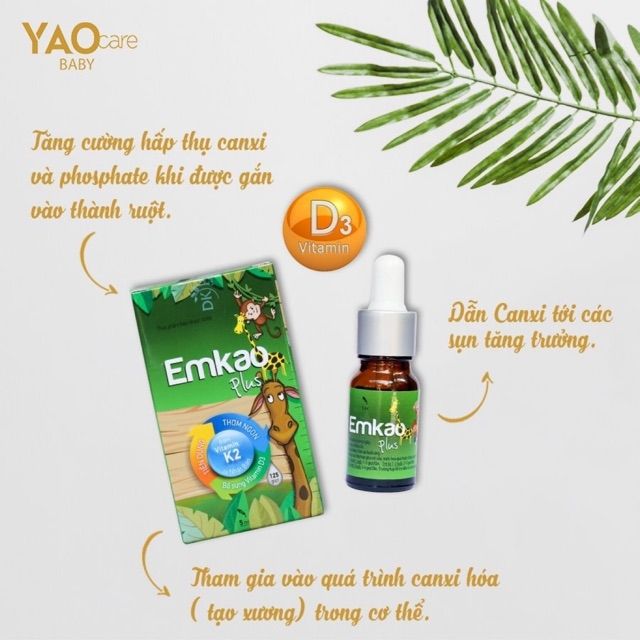 [VIDEO]  Combo 2 hộp  EMKAO PLUS -Bổ sung vitamin D3+K2 , giúp phát triển chiều cao , chống còi xương , suy dinh dưỡng ở trẻ sơ sinh , vàng da sinh lý , tăng cường hấp thu chuyển hóa calci - lọ 5 ml