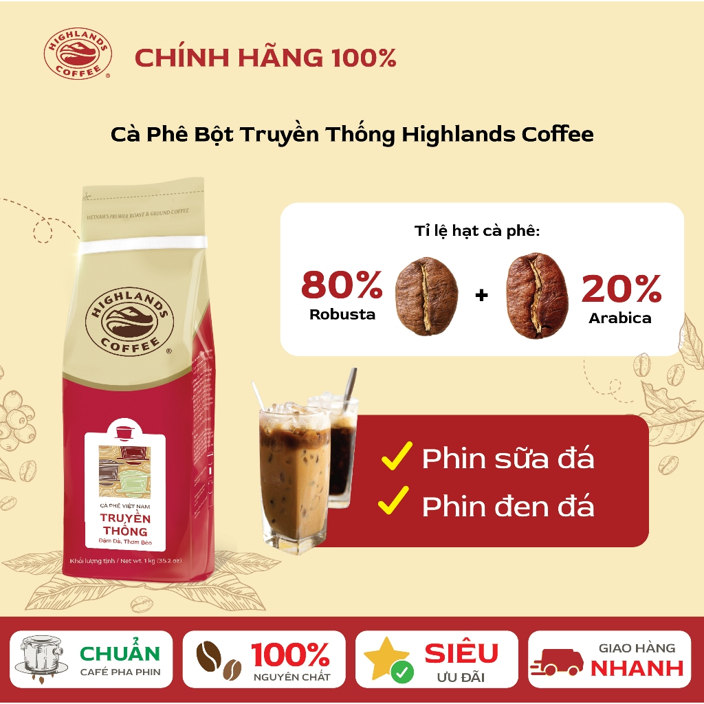 Cà Phê Bột Truyền Thống Highlands Coffee 1kg