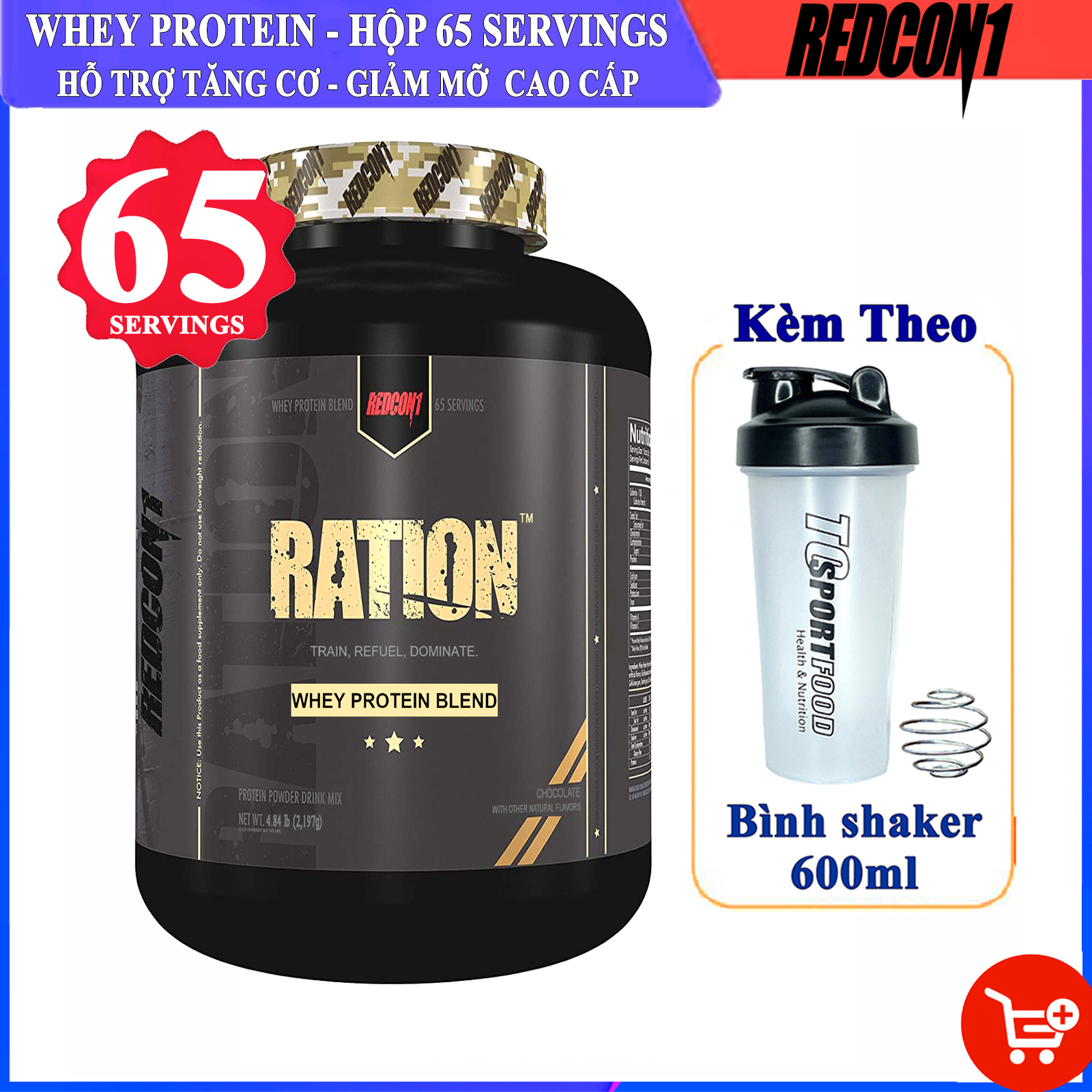 Sữa tăng cơ cao cấp RATION của REDCON1 hộp 65 serving hỗ trợ tăng cơ