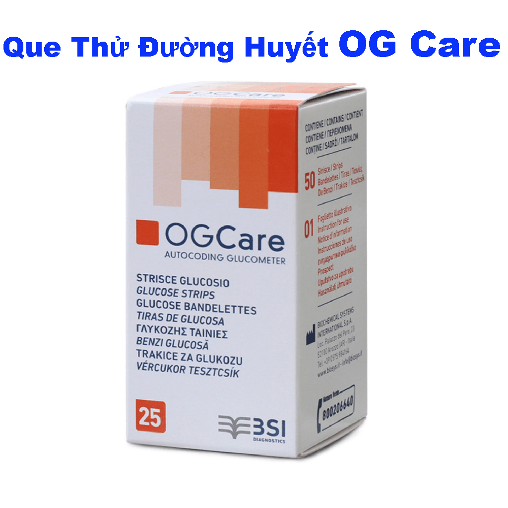 Que Thử Đường Huyết OG Care (Hộp 25 - Hộp 50 Que)
