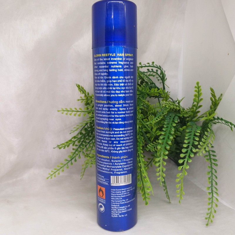 Keo xịt tóc cứng Glorin xanh 420ml