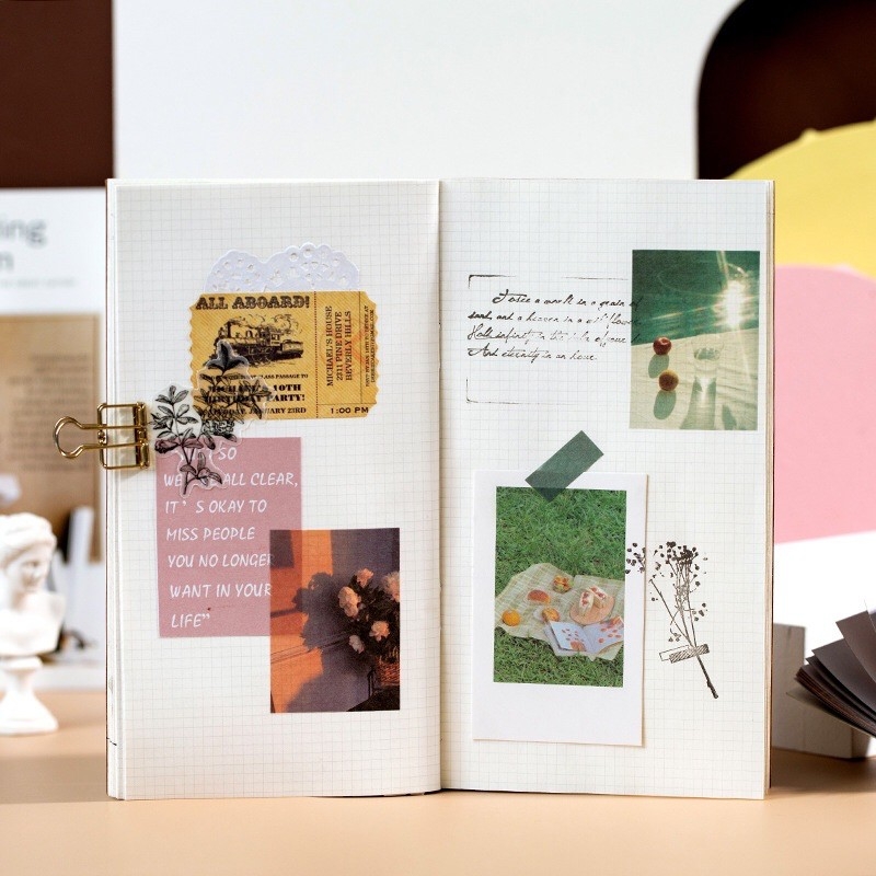 Cuốn 50 giấy dán hình phong cảnh làm bullet journal