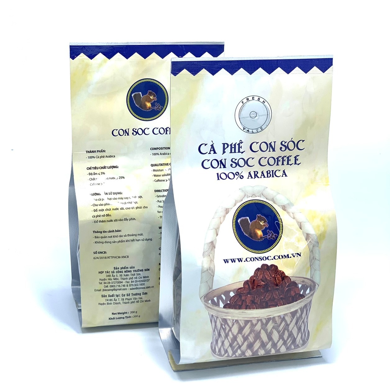 Cà phê hạt Con Sóc - Bịch 200gam( Combo 2 Bịch)
