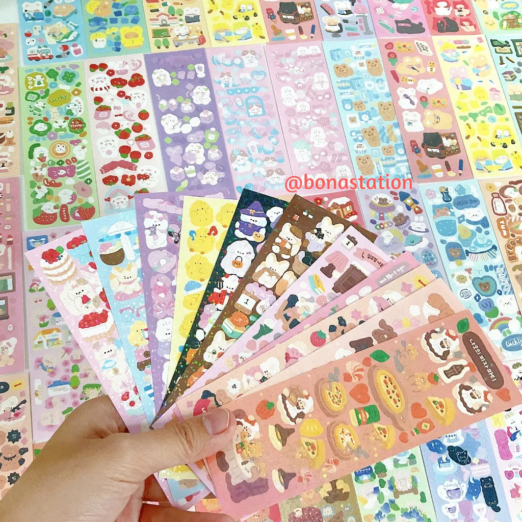 Sticker trang trí toploader hình thỏ và gấu đáng yêu | BST154