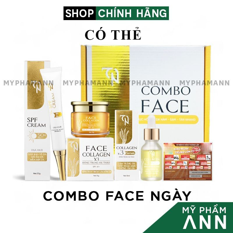 Combo kem face collagen x3 tn + serum collagen x3 tn + kem chống nắng x3 tn mỹ phẩm đông anh chính hãng