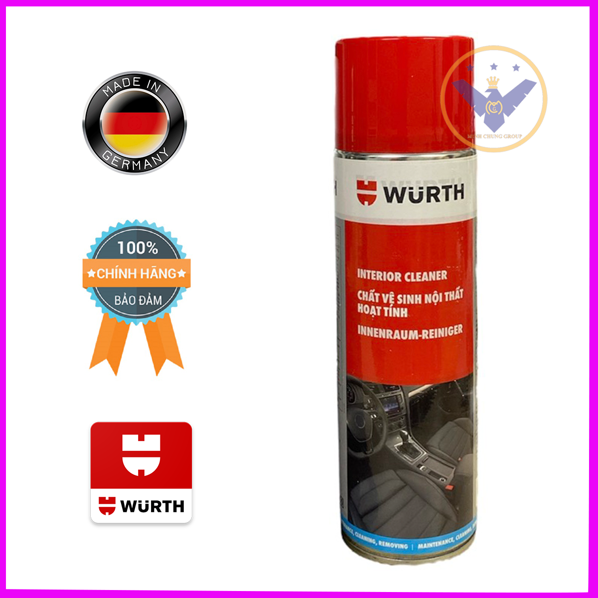 Chai vệ sinh nội thất ô tô Wurth Interior Cleaner dạng bọt hoạt tính 500ml