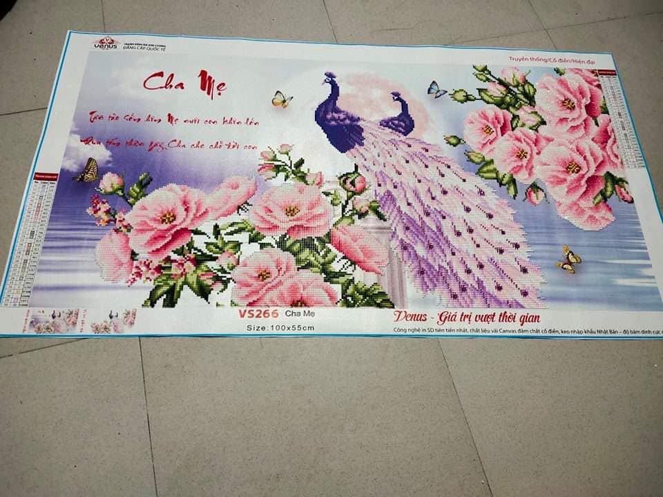 Tranh đính đá Cha Mẹ VS266 (100x55cm) - chưa đính đá