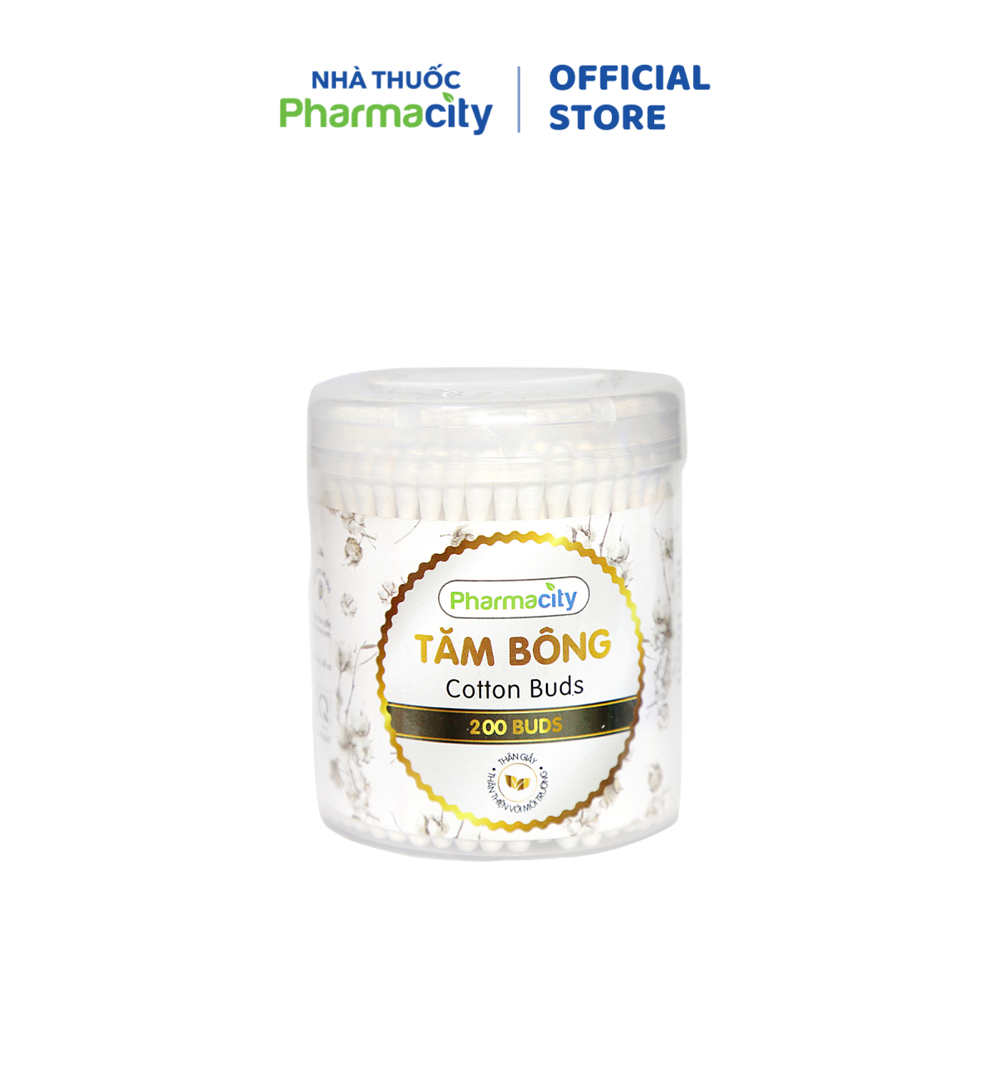 Tăm bông thân giấy Pharmacity (200 que/hộp)