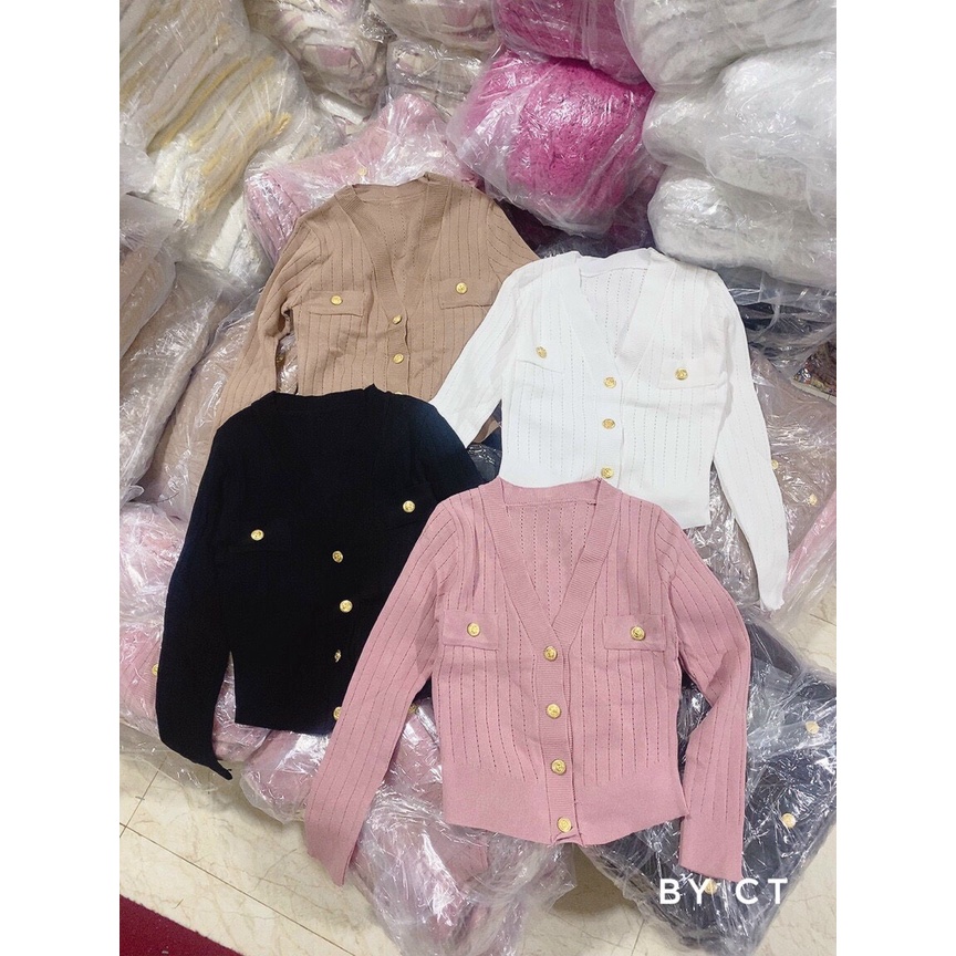 Áo len KHUY VÀNG CỔ TIM - LCXA74