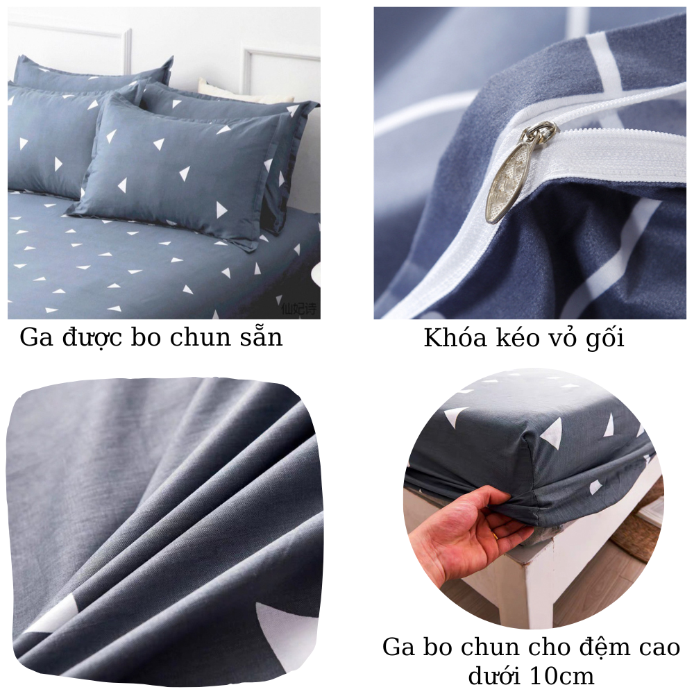 Bộ ga gối 3 món Poly Cotton siêu chất, siêu bền đẹp (Giá hủy diệt)