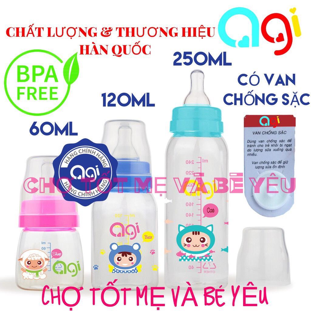 [HCM]BÌNH SỮA AGI 240ML CÓ VAN CHỐNG SẶC