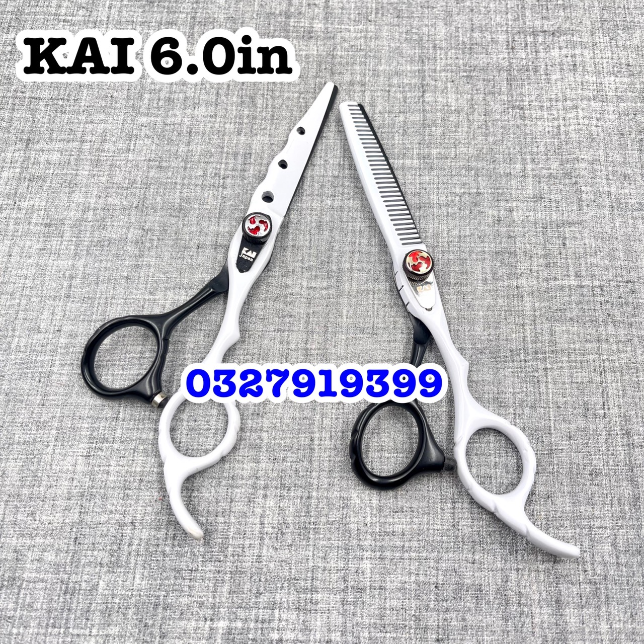 Kéo cắt tỉa tóc Nhật KAI 6.0 ( đen trắng )