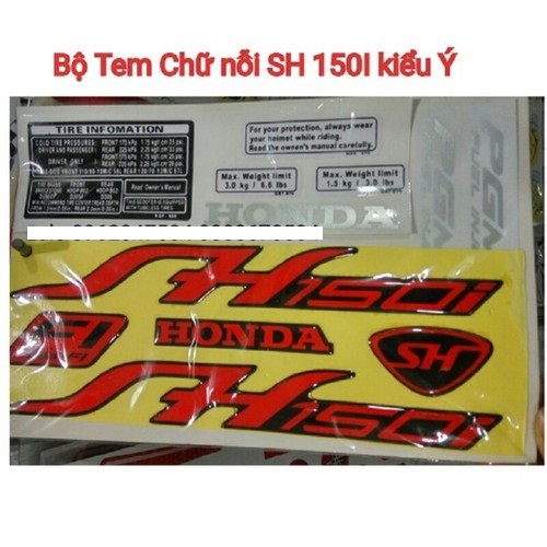 Tem nổi sh 150i kiểu ý phản quang - vindecal bd