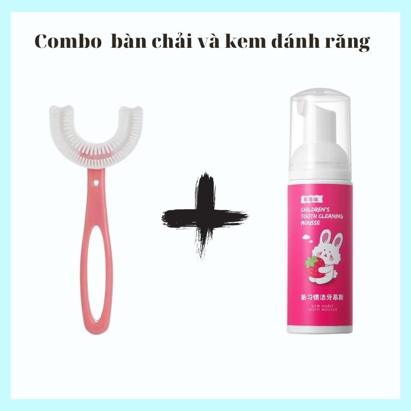 Bàn chải đánh răng cho bé bằng chữ U và kem đánh răng tạo bọt vị hoa quả có thể nuốt được dành cho bé 2 đến 12 tuổi siêu rẻ