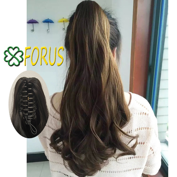 Ngoạm tóc giả N49 dài 50-55cm 😍FREESHIP😍 quặm tóc giả nữ, kẹp ngoặm tóc giả, tóc giả ngoạm xoăn dài, ngoạm xoăn tóc giả, tóc giả nữ Sỉ 55k