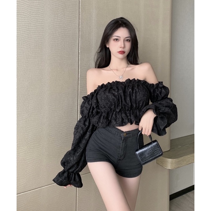 Áo trễ vai xốp tay bồng xinh lắm b5