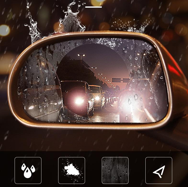 Combo 2 miếng dán kính xe chống nước 9.5x9.5cm, giúp nhìn rõ, dễ quan sát khi trời mưa